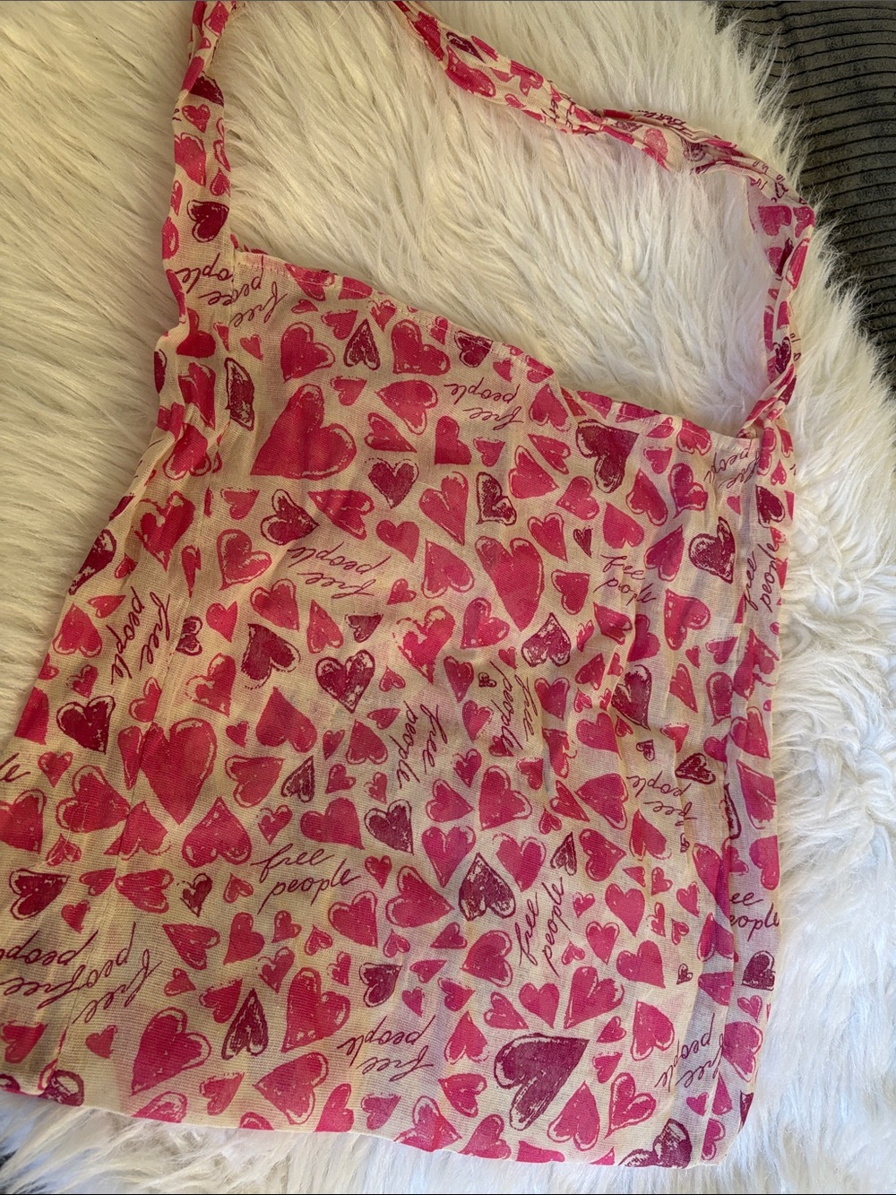 Free People Heart Print Crossbody Bag with Pink Hearts